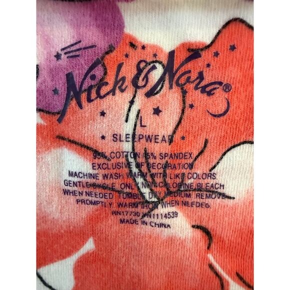 Nick & Nora Zebra Floral Sleep Tank Top Large Pink Tropical Pajama Top - Picture 4 of 5